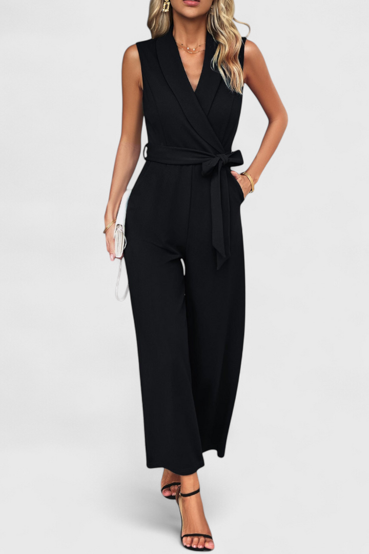 Adjustable Waist Jumpsuit | Cross-Back Design | Flared Legs for Comfort | Versatile Fashion Piece