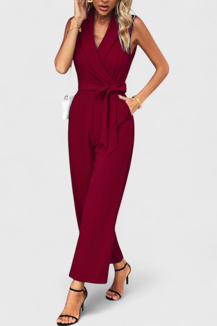 Adjustable Waist Jumpsuit | Cross-Back Design | Flared Legs for Comfort | Versatile Fashion Piece