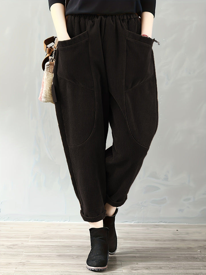 Loose-Fit Women's Corduroy Pants | Functional Pockets | Comfortable Everyday Wear | Soft Cotton Blend