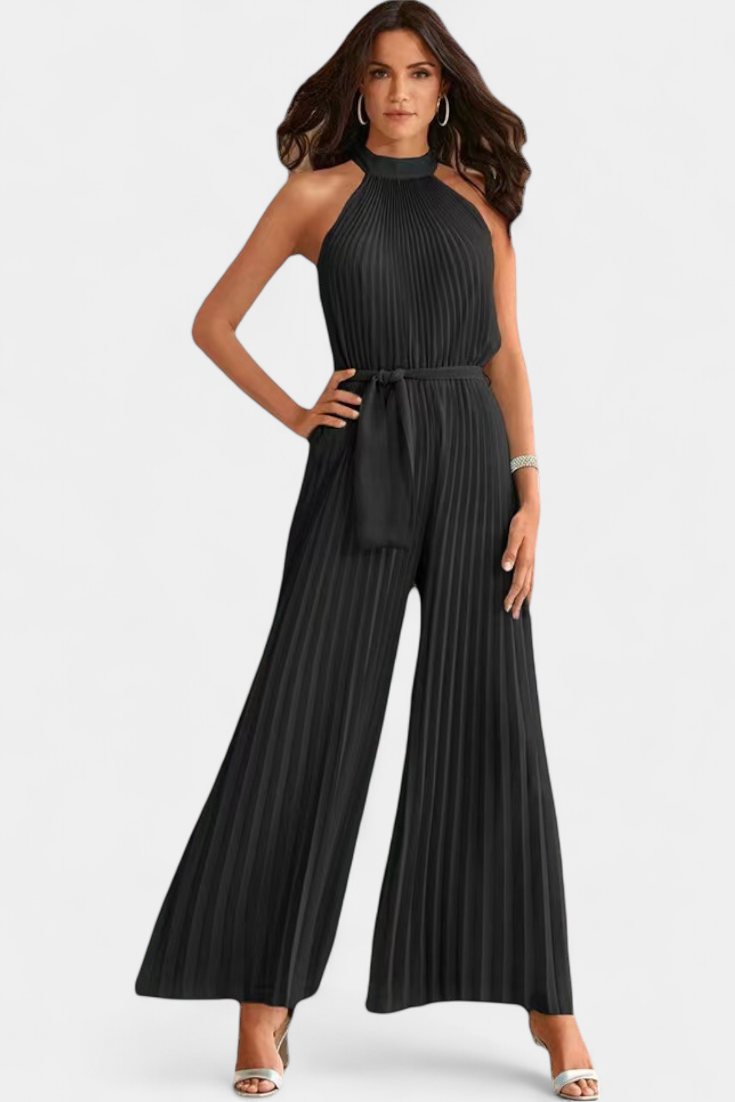 Halter Neck Palazzo Jumpsuit | Elegant Pleated Design | Perfect for Parties | Comfortable and Chic