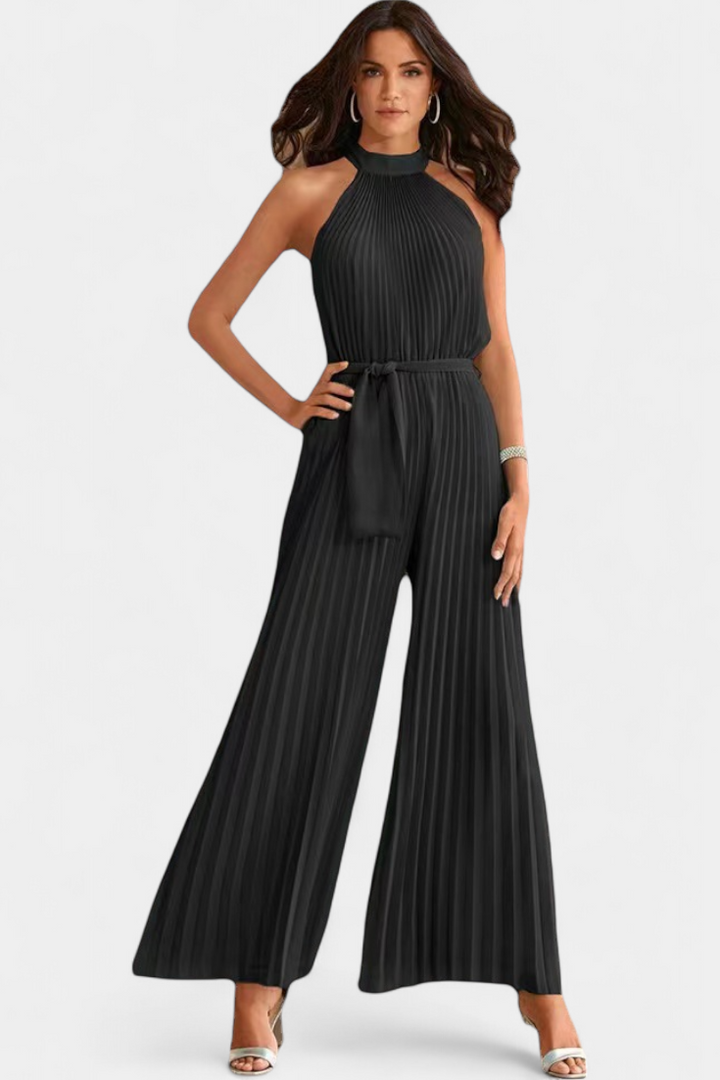 Halter Neck Palazzo Jumpsuit | Elegant Pleated Design | Perfect for Parties | Comfortable and Chic