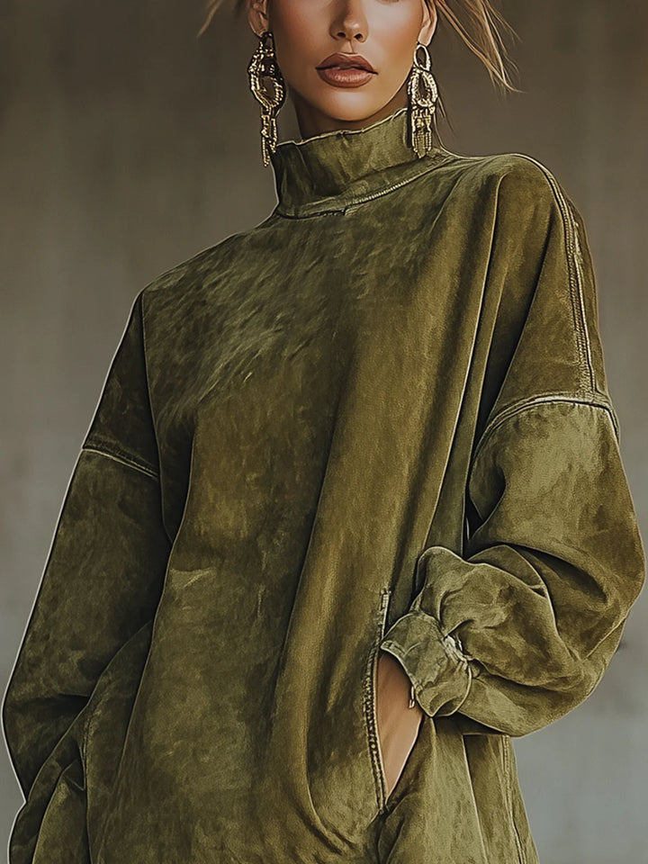 Suede Fringe Turtleneck Dress | Elegant Design | Perfect for Fall Events | Soft and Comfortable Material