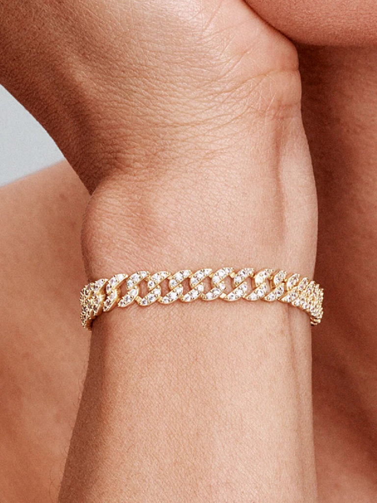 Pavé Link Bracelet | Elegant Design | Dazzling Sparkle | Durable Metal Construction