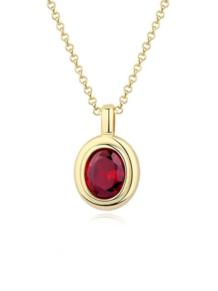 Ruby Pendant Necklace | Elegant Design | Perfect for Any Occasion | Gold-Plated Chain