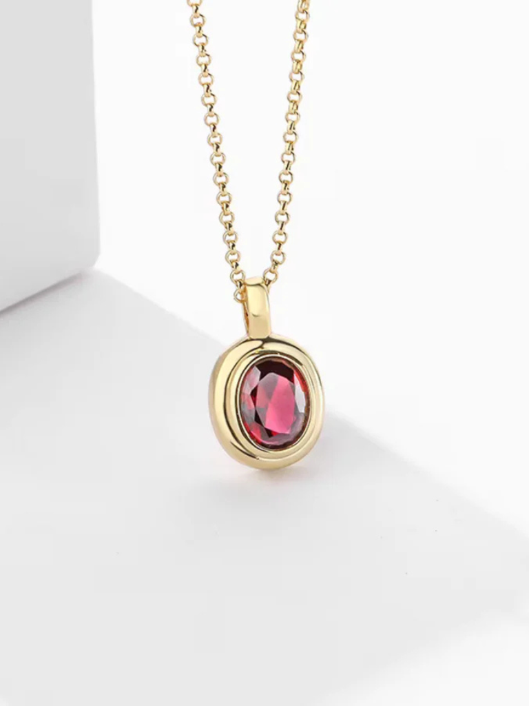 Ruby Pendant Necklace | Elegant Design | Perfect for Any Occasion | Gold-Plated Chain