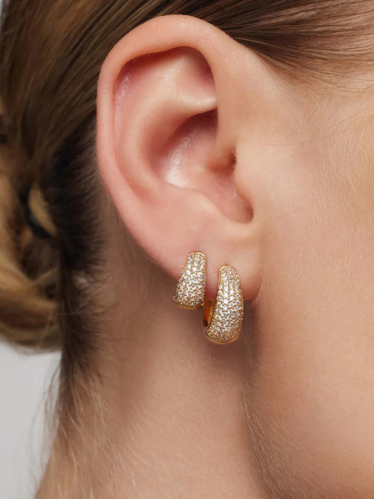 Huggie Hoops | Elegant Pavé Design | Lightweight and Comfortable | Perfect for Everyday Wear