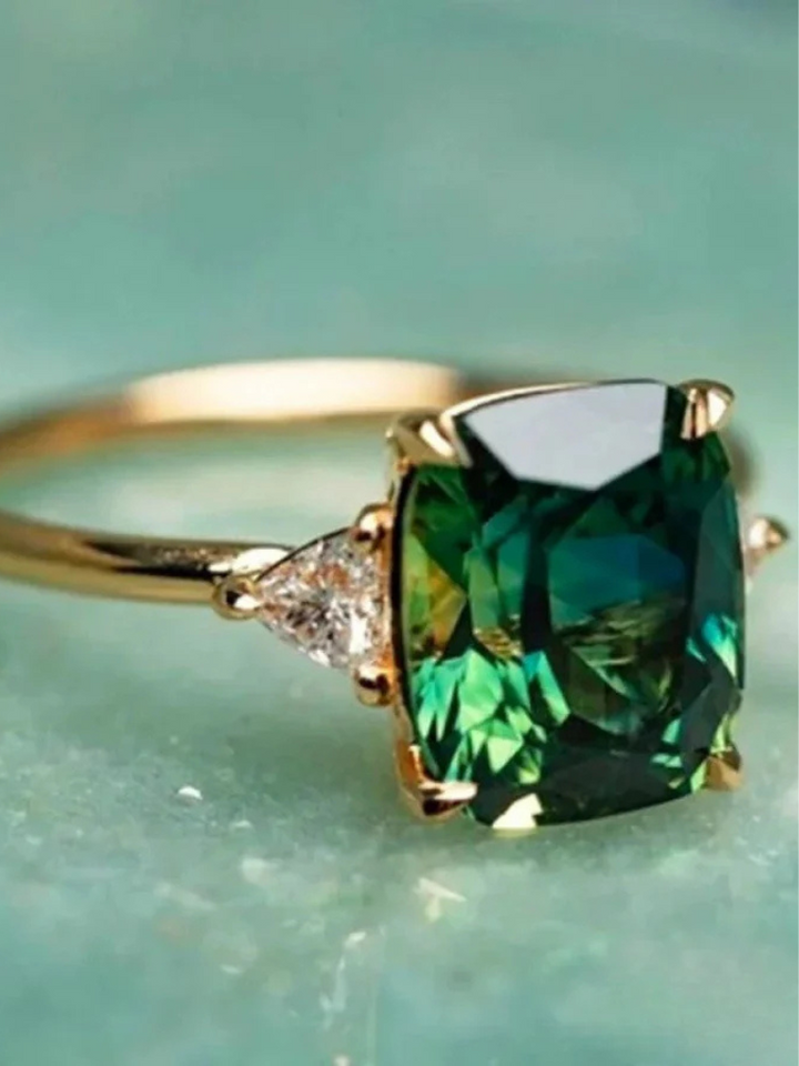 Emerald Grace Ring | Stunning Green Gemstone | Elegant Design for Everyday Wear | 14K Gold Plated