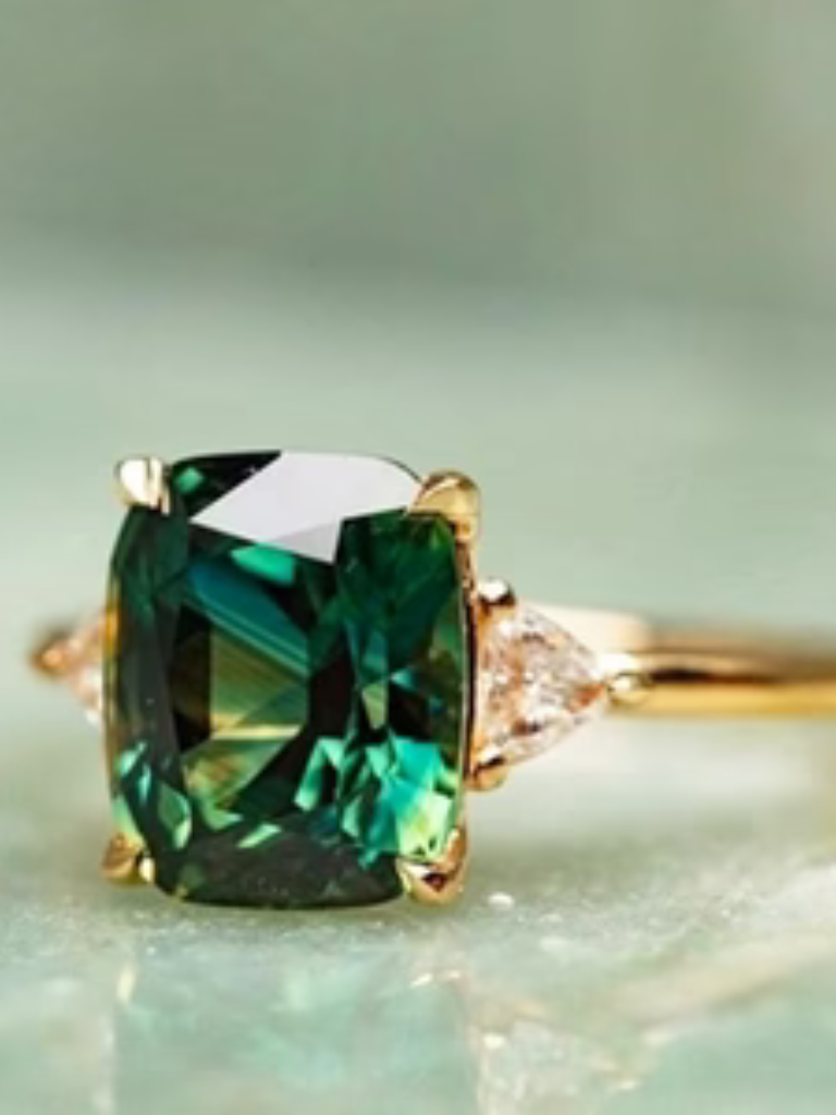 Emerald Grace Ring | Stunning Green Gemstone | Elegant Design for Everyday Wear | 14K Gold Plated