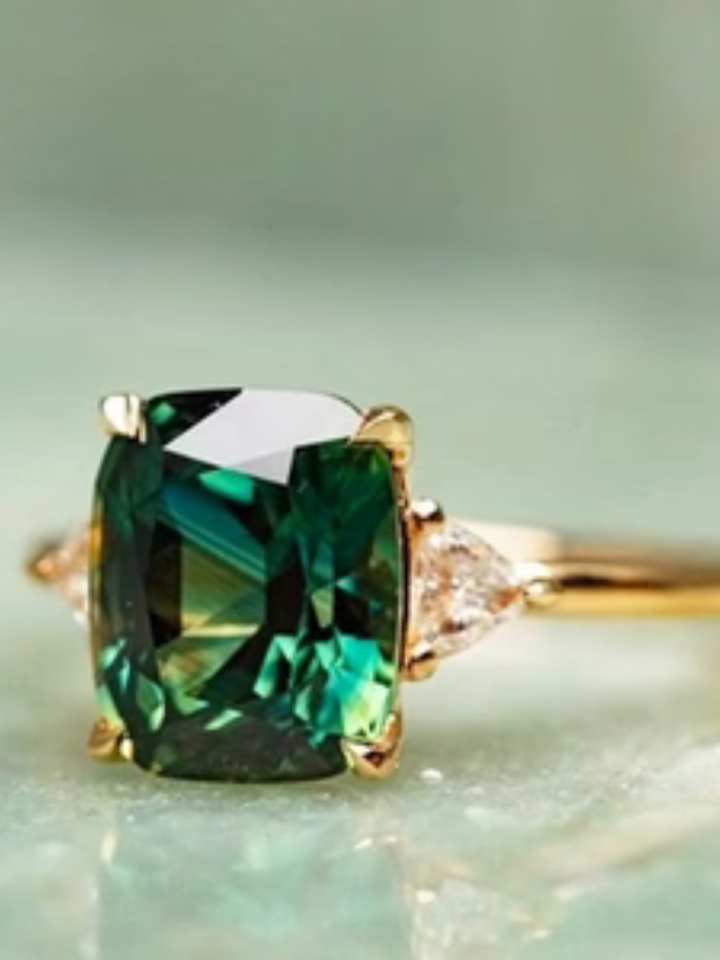 Emerald Grace Ring | Stunning Green Gemstone | Elegant Design for Everyday Wear | 14K Gold Plated