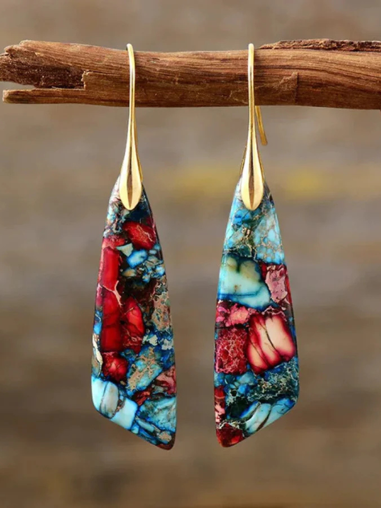 Mosaic Gemstone Earrings | Unique Handcrafted Design | Eye-Catching Statement Jewelry | Perfect for Any Occasion