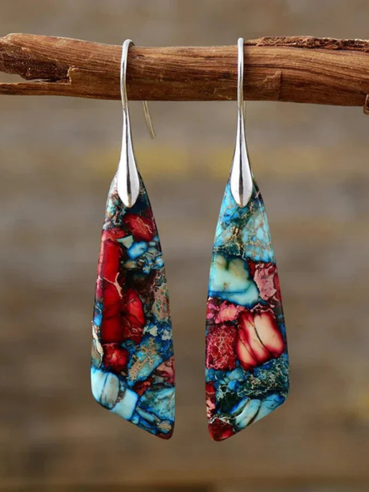 Mosaic Gemstone Earrings | Unique Handcrafted Design | Eye-Catching Statement Jewelry | Perfect for Any Occasion