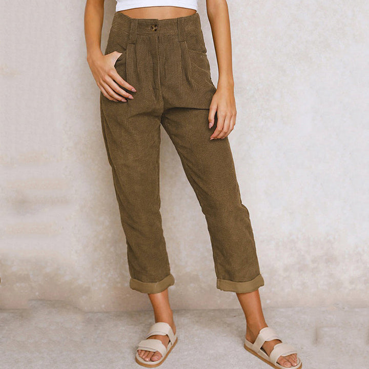 Corduroy Pants for Women | High Waist Design | Comfortable Fit for Everyday Wear | Soft Cotton Blend