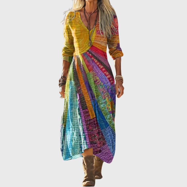 Maxi Dress | Bohemian Sun Design | Perfect for Summer Events | Lightweight and Flowing Fabric