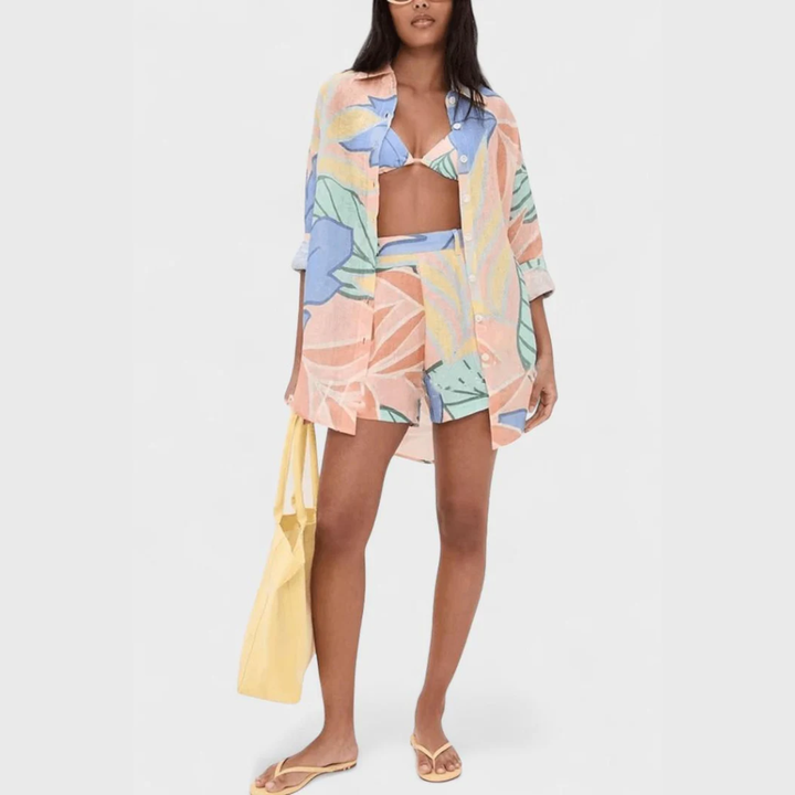 Tropical Set | Vibrant Floral Print | Perfect for Summer Outings | Lightweight and Comfortable Fabric