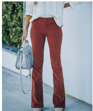 Cord Pants for Women | High Waist Flared Fit | Soft Corduroy Material for Comfort and Style