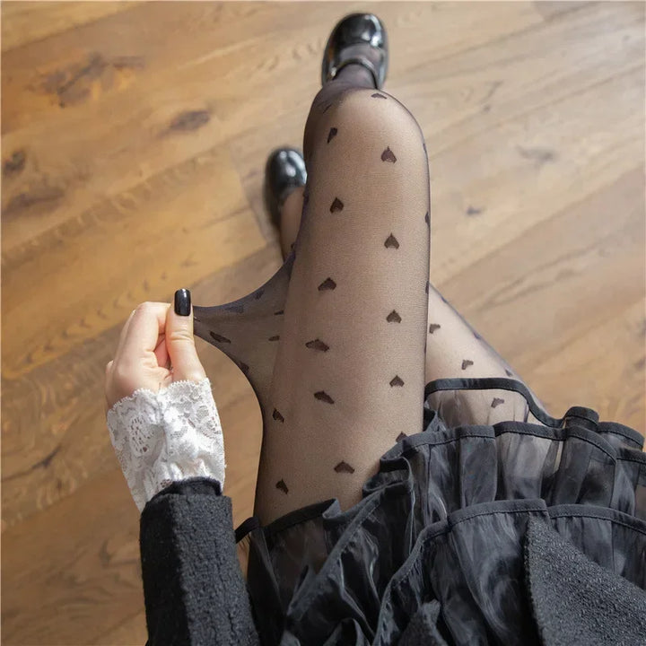 Stylish women's tights in heart and dot style