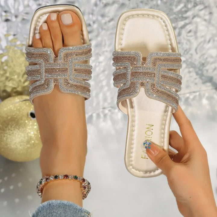 Crystal Slide Sandals | Elegant Design | Comfortable Fit | Perfect for Summer Outings