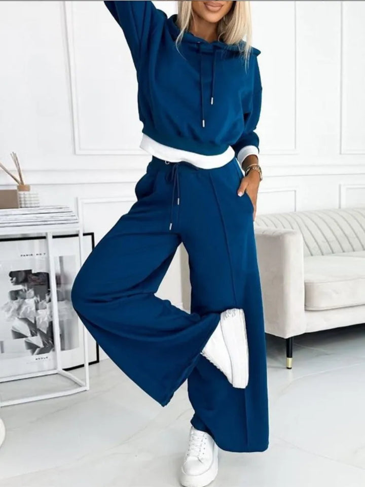 Hooded Top and Wide-Leg Pants Set for Women | Timeless Comfort | Versatile Everyday Wear