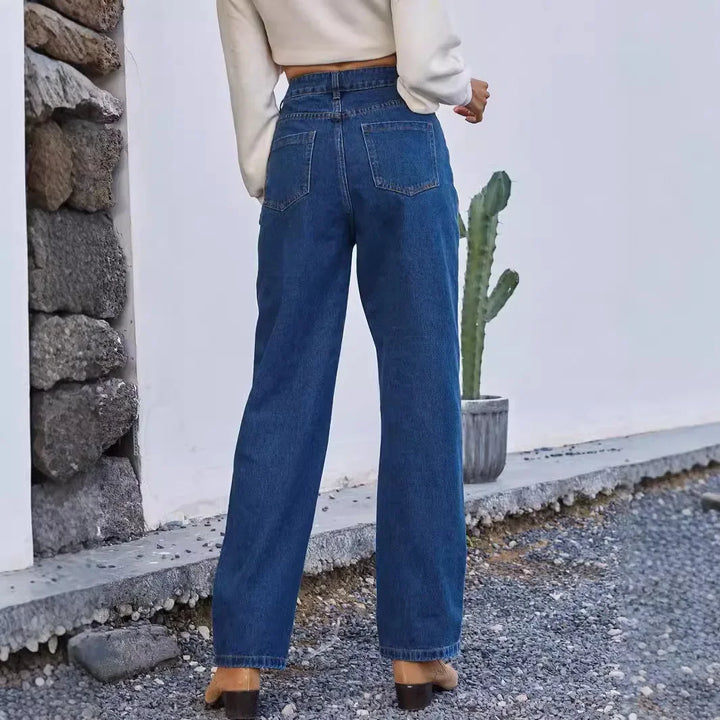 Mom Jeans | Dark Blue Wash | Comfortable Fit for Everyday Wear | Classic Denim Style