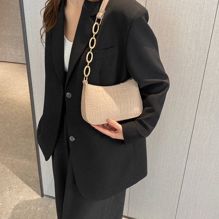 Crocodile-Embossed Shoulder Bag | Elegant Design | Versatile for Any Occasion | Durable Faux Leather