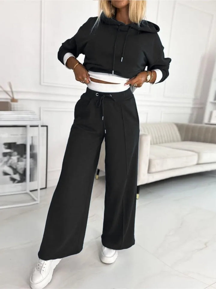 Hooded Top and Wide-Leg Pants Set for Women | Timeless Comfort | Versatile Everyday Wear