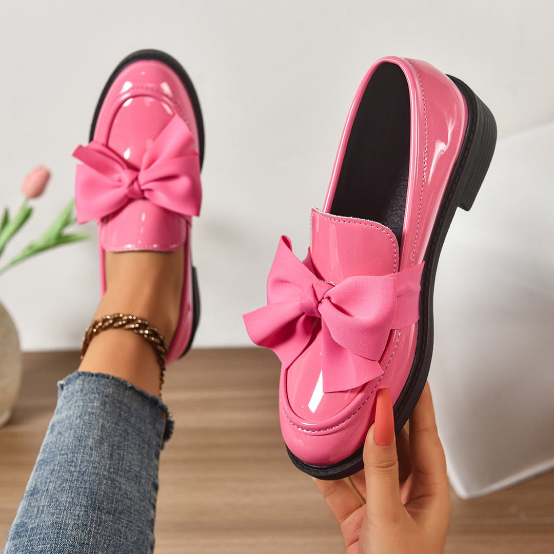 Women's bow detail platform loafers, slip-on style