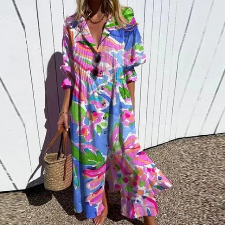 Maxi Dress | Elegant Button Design | Perfect for Any Occasion | Lightweight and Comfortable Fabric
