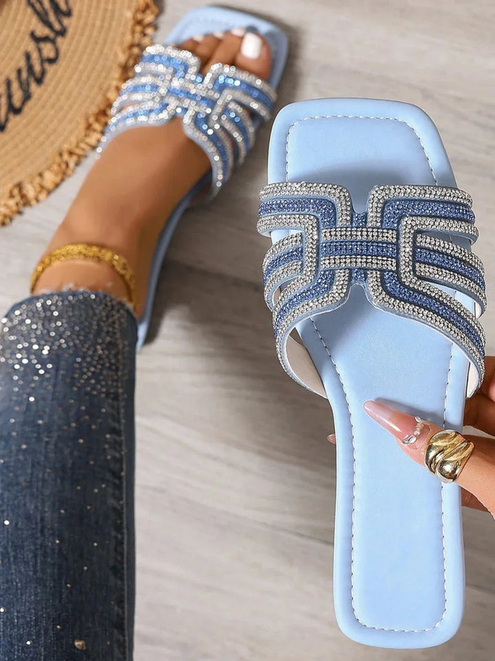 Crystal Slide Sandals | Elegant Design | Comfortable Fit | Perfect for Summer Outings