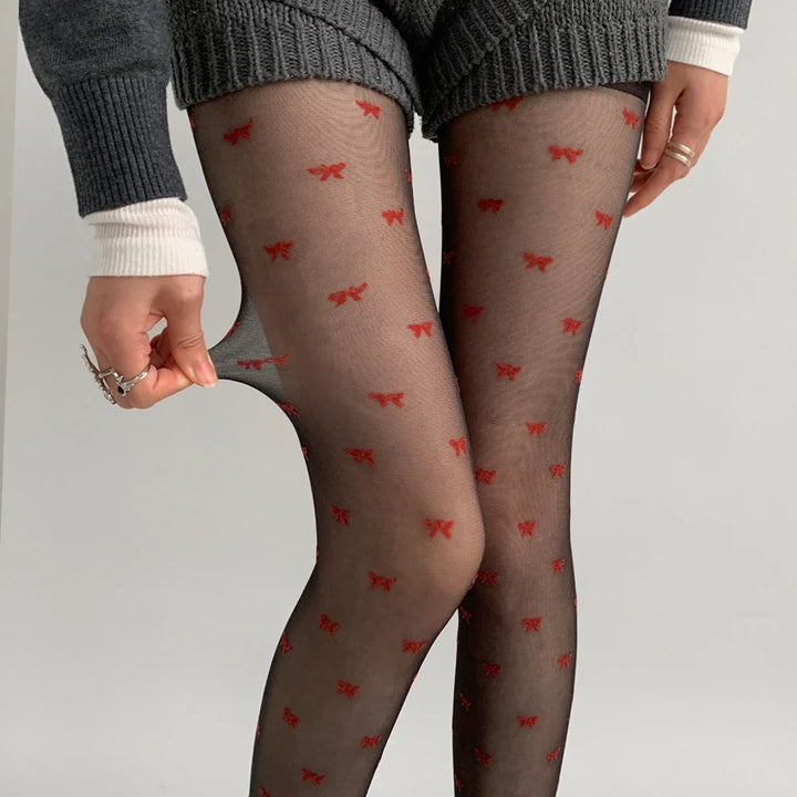 Stylish women's tights in heart and dot style