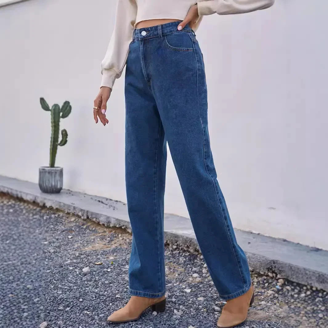 Mom Jeans | Dark Blue Wash | Comfortable Fit for Everyday Wear | Classic Denim Style