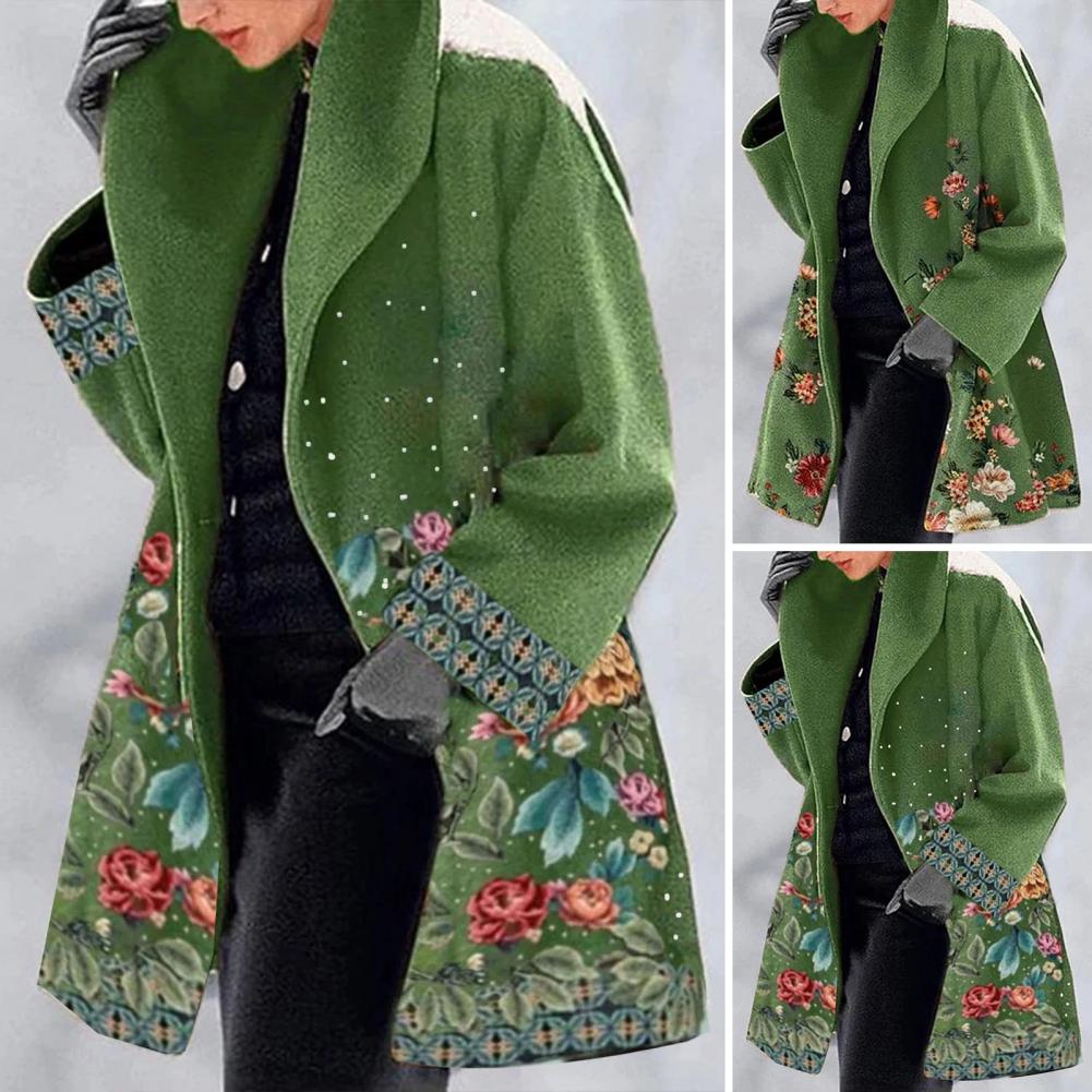 Warm Printed Winter Coat for Women | Long