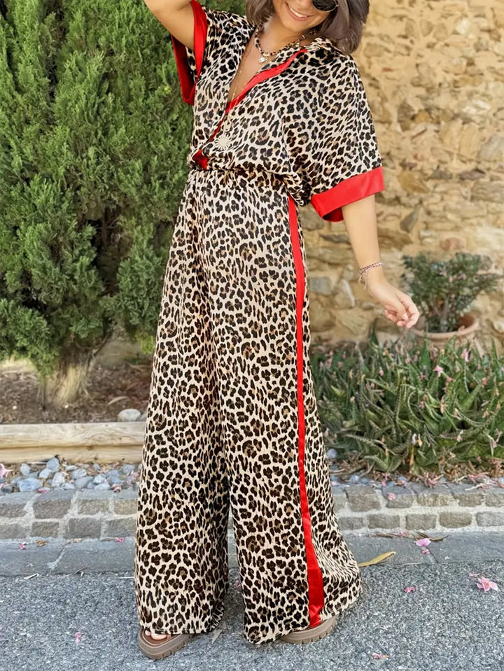 Leopard Print Wide Leg Ensemble | Effortless Style | Perfect for Any Occasion | Lightweight Fabric