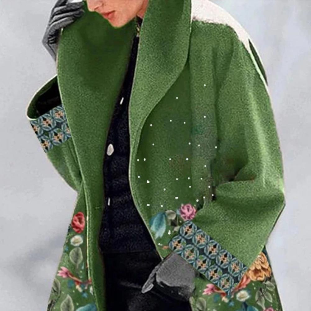 Warm Printed Winter Coat for Women | Long
