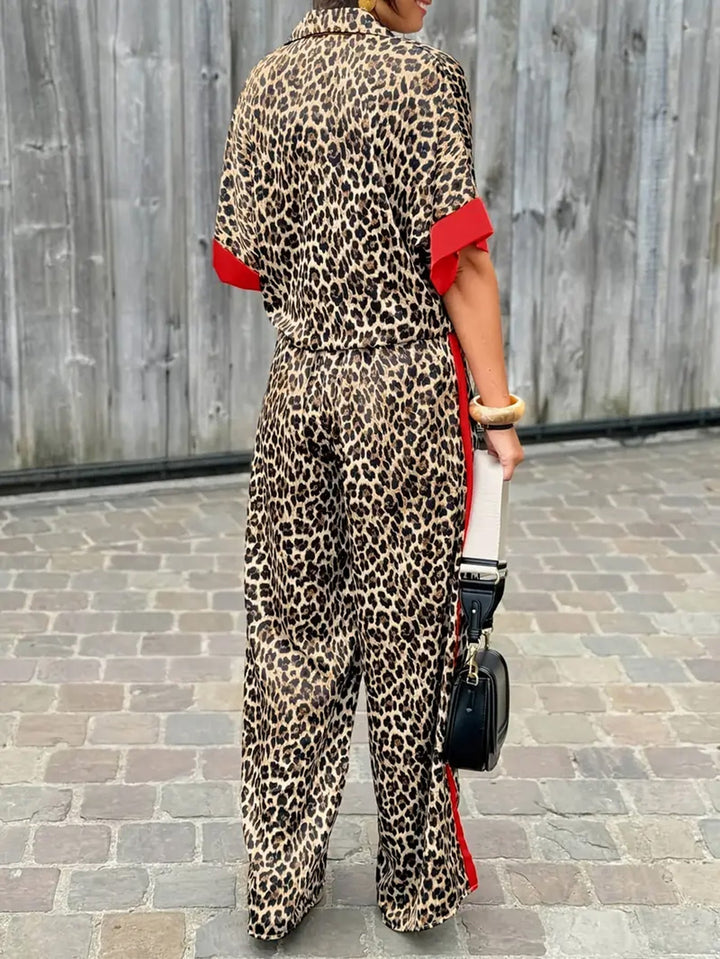 Leopard Print Wide Leg Ensemble | Effortless Style | Perfect for Any Occasion | Lightweight Fabric