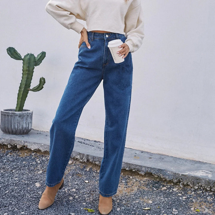 Casual mom jeans for women | Dark blue