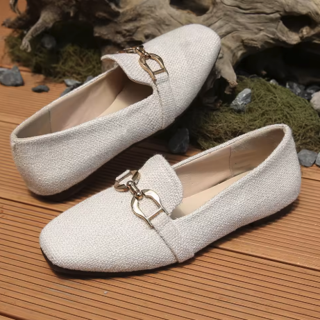 Loafers | Elegant White Design | Chic Golden Bit Accent | Versatile Footwear for Any Occasion