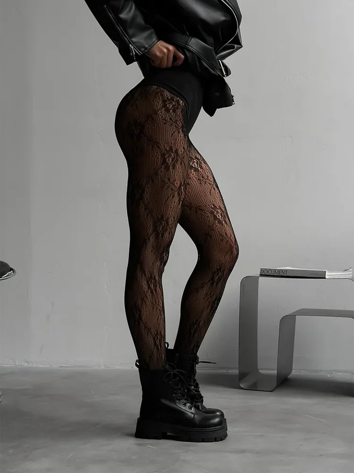 Women's Fishnet Tights | Floral Pattern