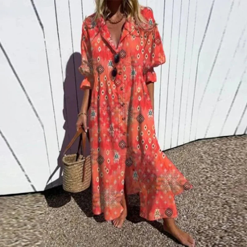 Maxi Dress | Elegant Button Design | Perfect for Any Occasion | Lightweight and Comfortable Fabric