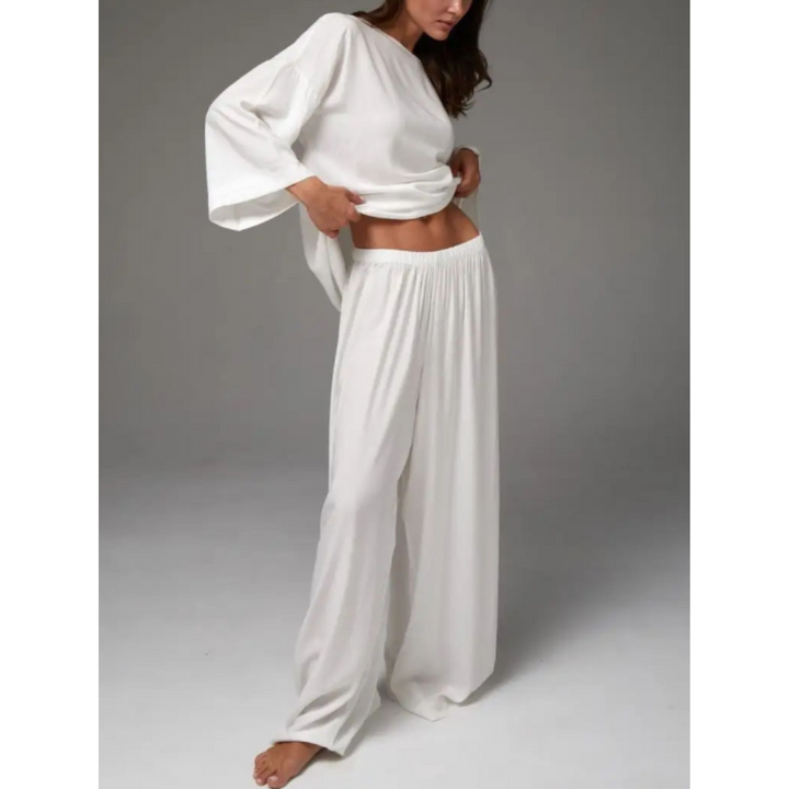 Two-Piece Set | Long-Sleeved Top & Pants | Comfortable Everyday Wear | Soft Cotton Blend for Women