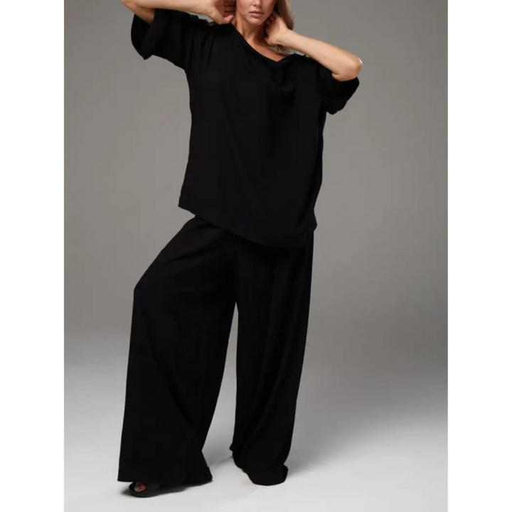 Two-Piece Set | Long-Sleeved Top & Pants | Comfortable Everyday Wear | Soft Cotton Blend for Women