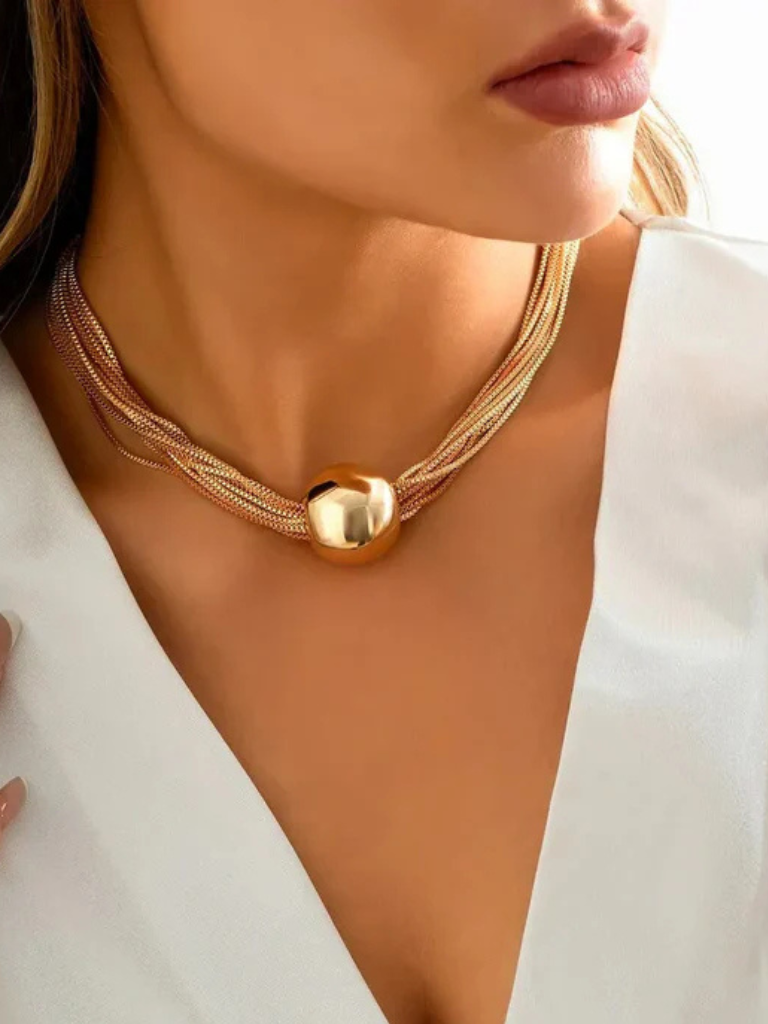 Luxe Orb Necklace | Elegant Design | Perfect for Layering or Standalone | Gold-Plated Metal