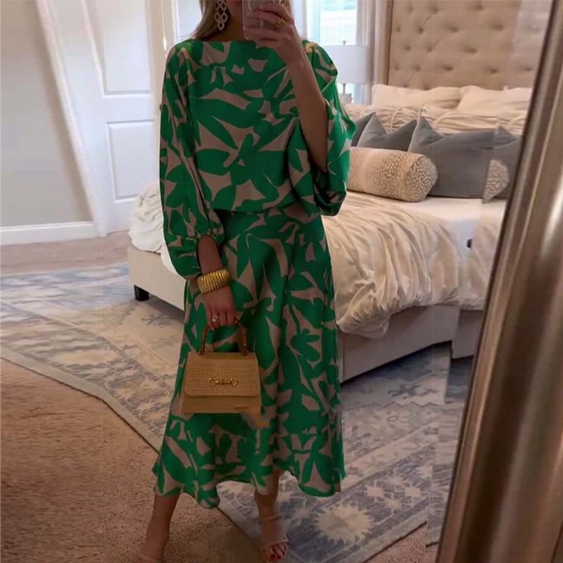 Two-Piece Printed Set | Lantern Sleeves | Comfortable and Chic | Perfect for Any Occasion