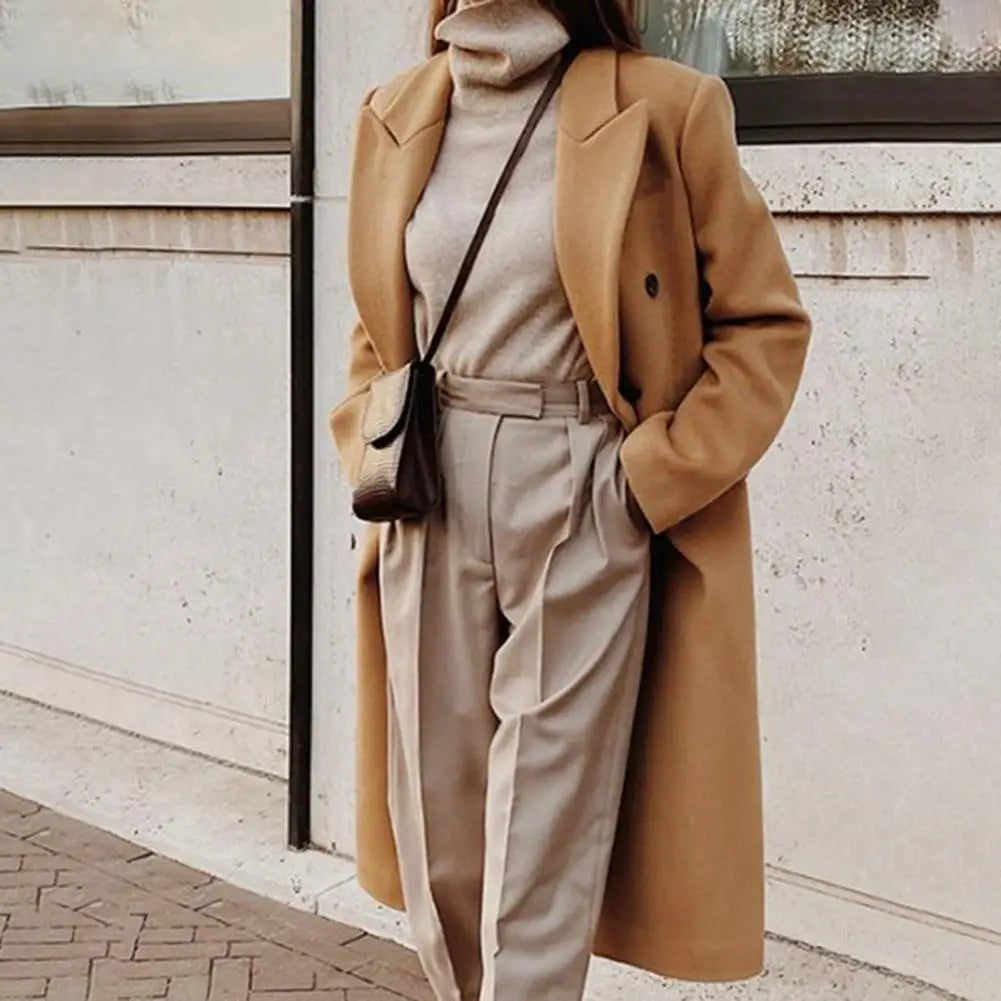 Double-breasted trench coat for women | Lapel collar