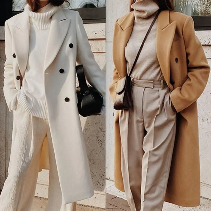 Double-breasted trench coat for women | Lapel collar
