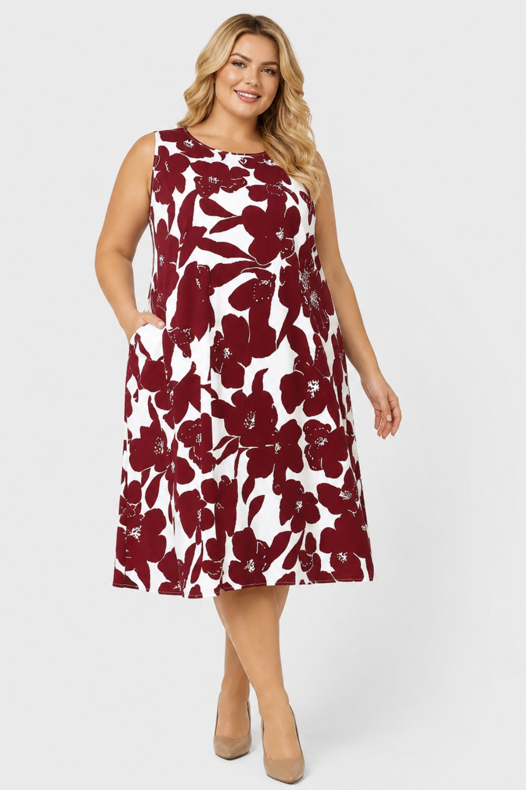 Avery | Floral Pocket Midi Dress
