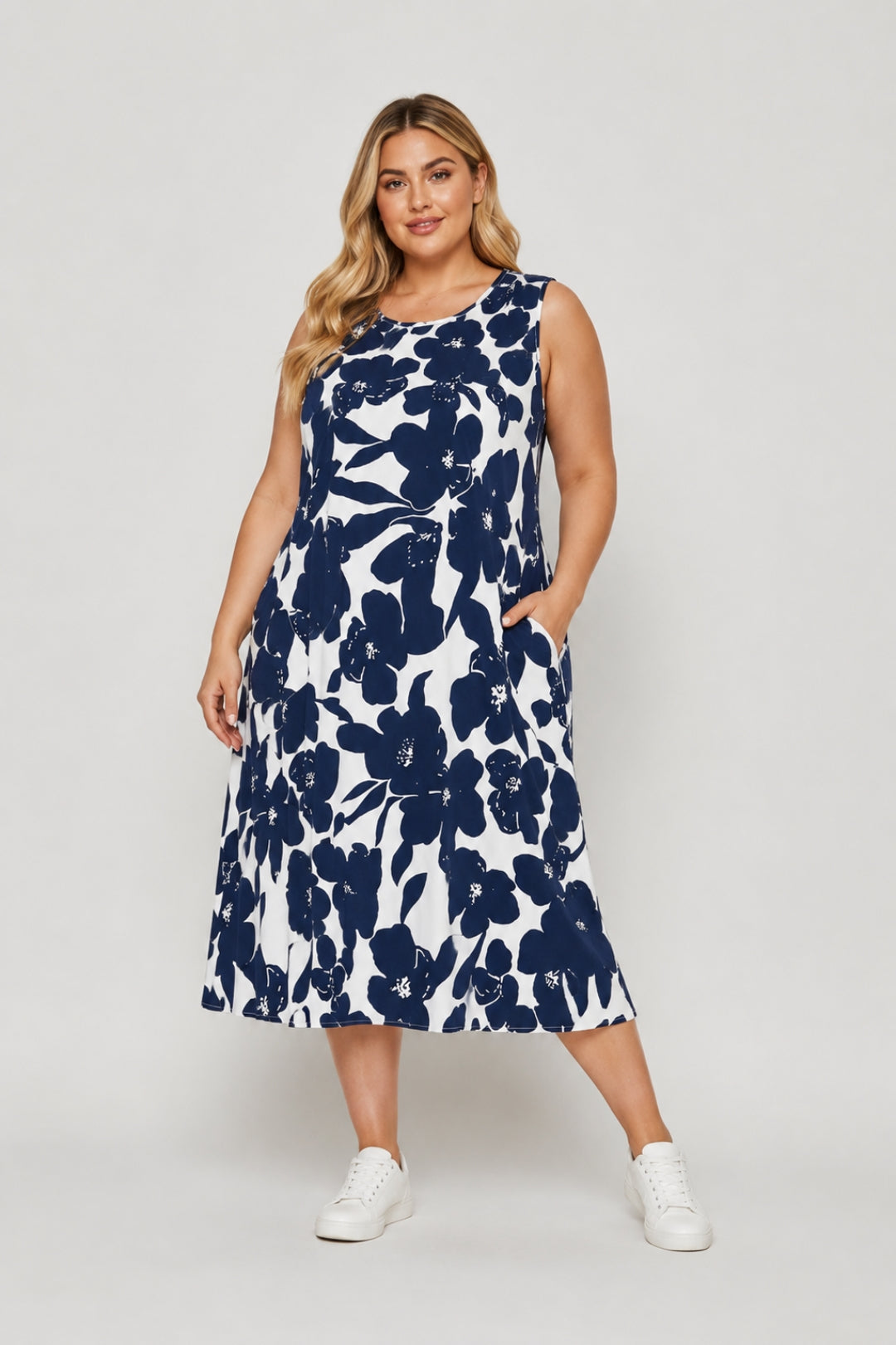 Avery | Floral Pocket Midi Dress