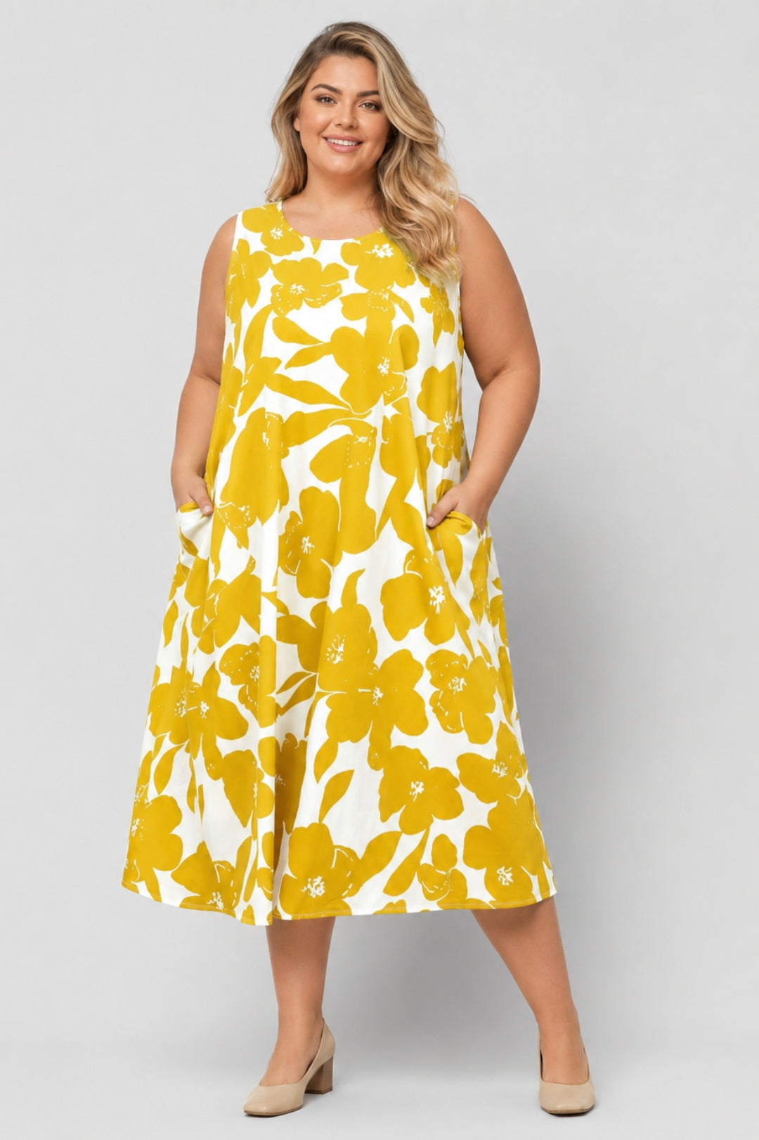 Avery | Floral Pocket Midi Dress