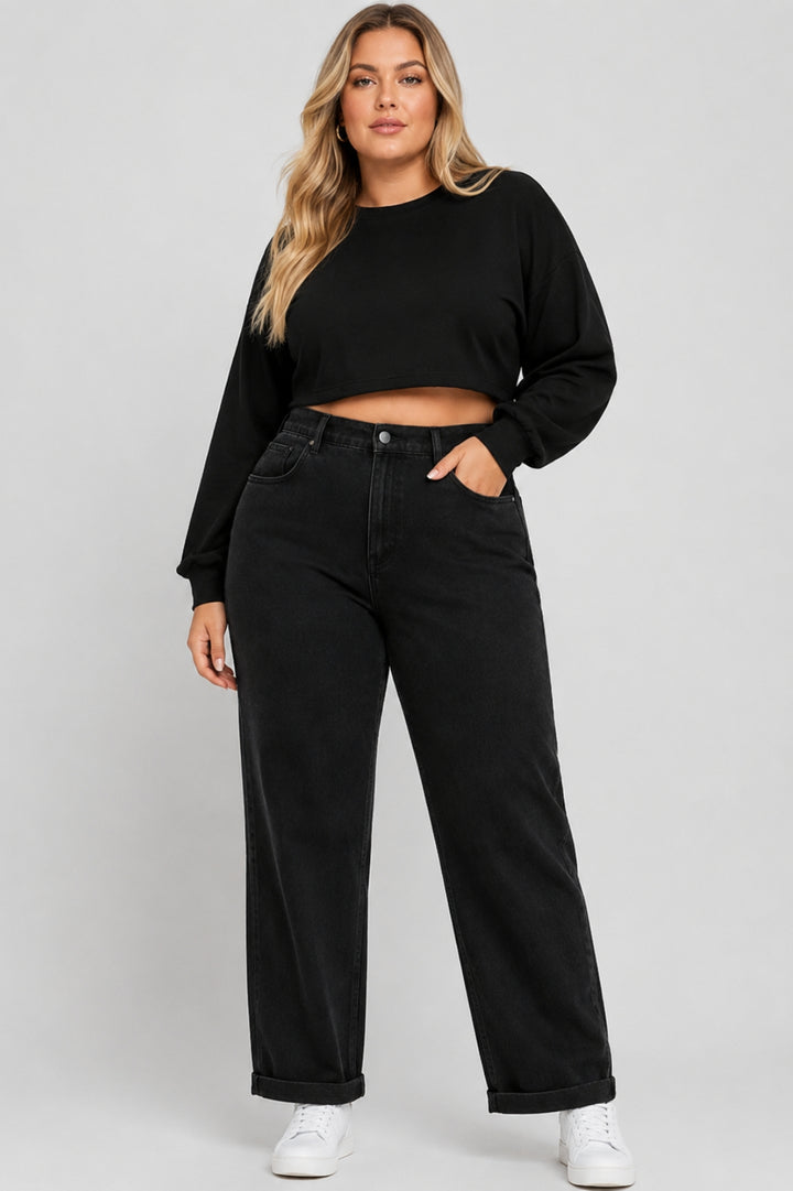 Amber | Black Washed Ankle Jeans
