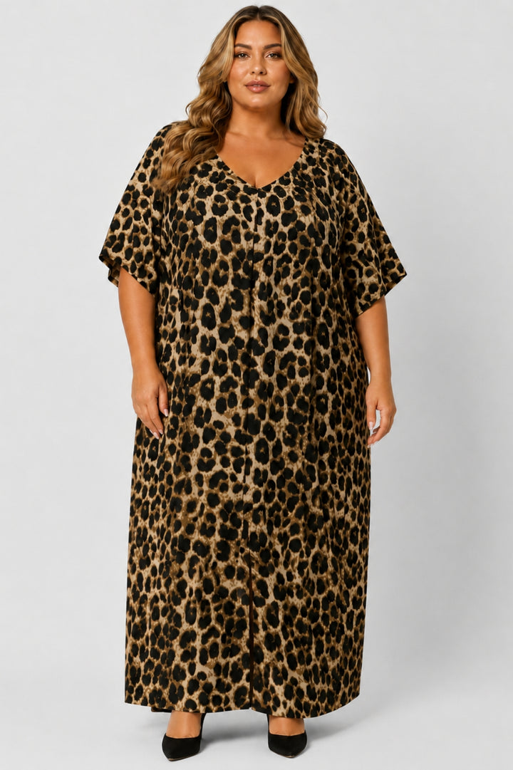 Madison | Leopard V-Neck Maxi Dress