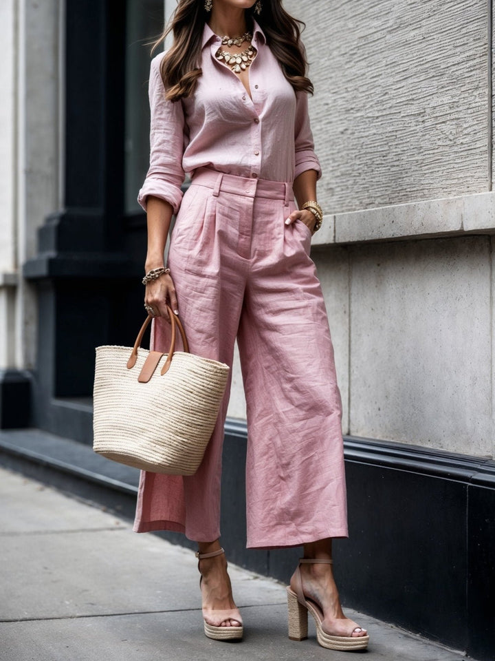 Capri Pants Set | Relaxed Fit Top & Bottom | Perfect for Casual Outings | Lightweight Cotton Blend